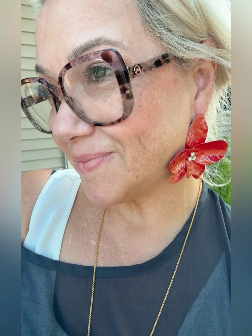Red Floral Statement Earrings - Women Accessories